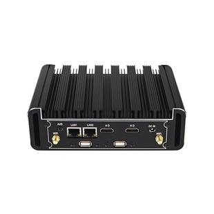 工控机主机N100/J6412嵌入式无风扇微型工业电脑12代酷睿i35i7双网口双串口mini迷你小主机linux带RS485/232