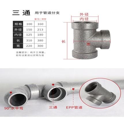 EPP新风管室内新风系统管道顶送风分风箱通风管配件110弯头150