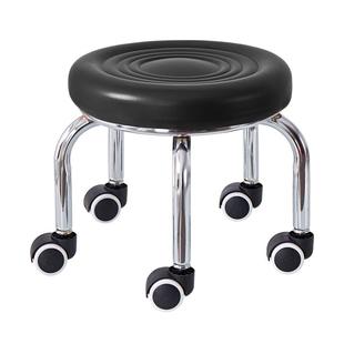 带轮凳子家用圆凳客厅可移动矮板凳旋转擦地懒人小椅子靠背滑轮凳