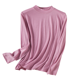 秋冬新款100%超细羊毛打底衫 舒适半高圆领温暖颈脖保暖女士内衣