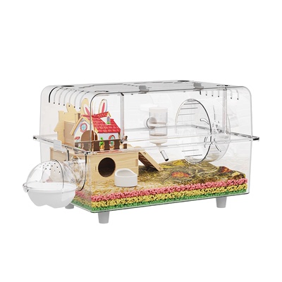 仓鼠笼子亚克力透明金丝熊专用超大豪华别墅60cm大空间饲养箱房子