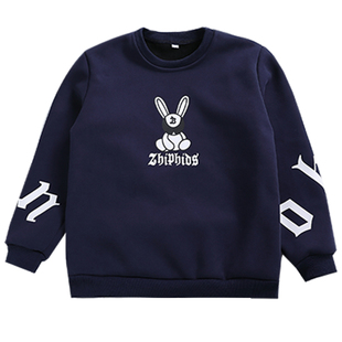 胖男童卫衣加绒加厚秋冬季胖男孩宽松保暖打底衫加肥大码运动上衣