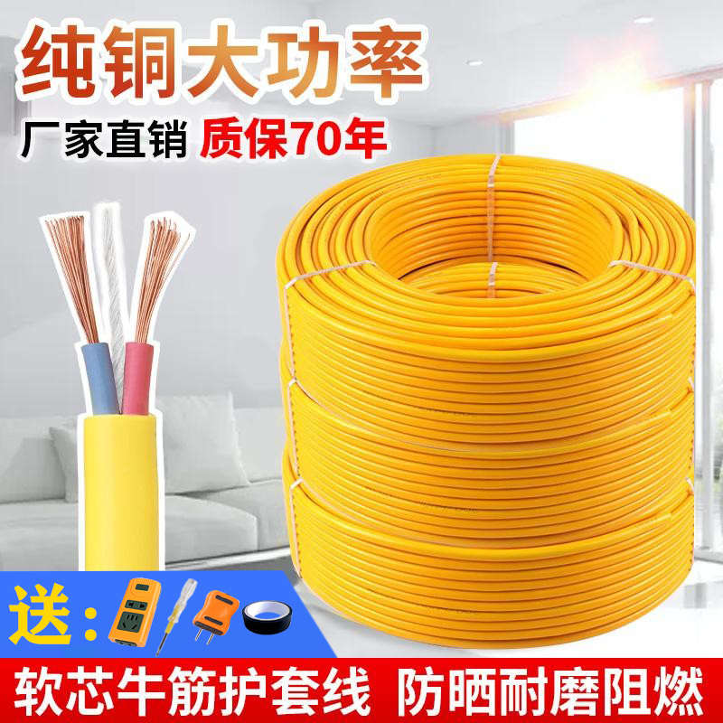 电线纯铜2芯防水牛筋软线1.5 2.5 4平方护套线家用户外电缆电源线