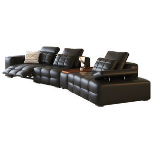 DDC意式轻奢劳伦斯可调节电动功能沙发大户型全青皮弧形真皮沙发