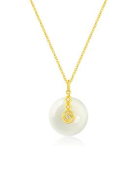 玉匠世家和田玉铜钱平安扣项链女925银轻奢小众中式锁骨链送女友