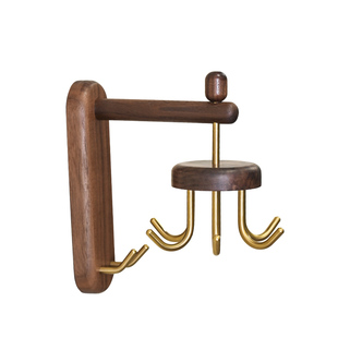 旋转厨房挂钩胡桃木锅铲收纳置物架免打孔实木铲子勺子挂架砧板架