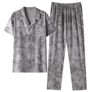 男士夏季纯棉短袖大码家居服套装