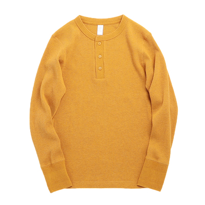 新疆棉长袖亨利领弹力T恤