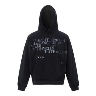 MRNEARLY美式复古斑驳字母水洗做旧情侣装卫衣男连帽高街秋季帽衫