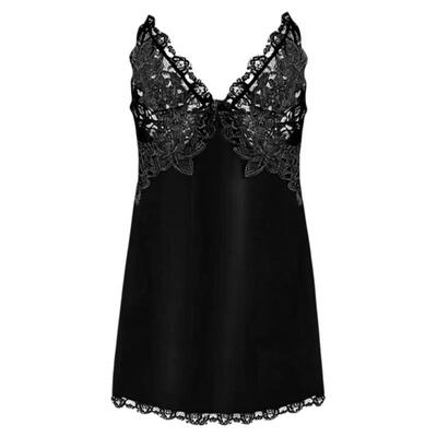 夏季真丝桑蚕丝黑色露背吊带睡裙