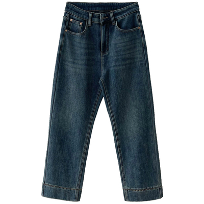 显瘦高腰加厚加绒窄版直筒牛仔裤