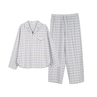 纯棉宽松休闲男家居服睡衣套装