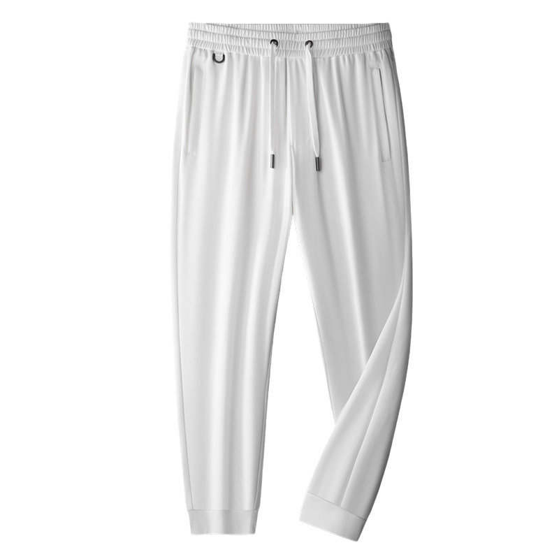 莫代尔白色束脚运动裤男夏季薄款