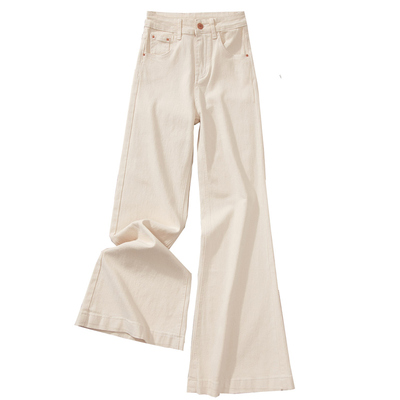 白色弹力阔腿牛仔裤女