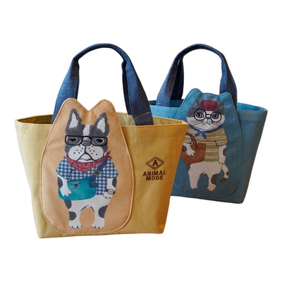 可爱刺绣托特包大容量便当包