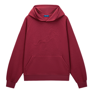 【马年新年衣服】十如仕酒红色男女可穿保暖连帽套头卫衣口袋LH04