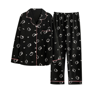 睡衣女春秋新款云朵棉轻柔甜美家居服长袖长裤印花卡通睡衣女套装