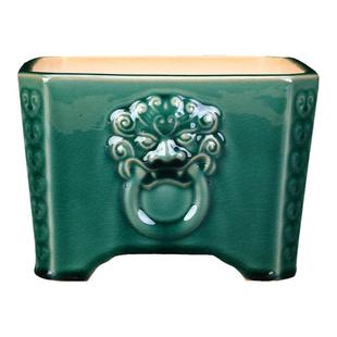 紫砂花盆冰裂釉古典斗笠四方客厅桌面多肉文竹子绿植石湾盆景清仓