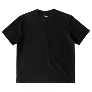 Cookies 315g重磅精梳新疆棉黑色合身正肩长绒棉凉感型男圆领T恤