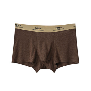 男士内裤美拉德色系 磨毛撞色青少年平角内裤全棉双层底裆 秋冬款