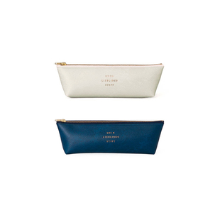 现货HIGHTIDE classics系列金属拉链PVC材质仿皮文具收纳笔袋