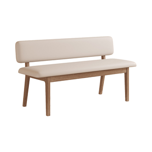 实木长条凳带靠背家用餐桌软包坐垫长凳简约吃饭长椅白蜡木换鞋凳