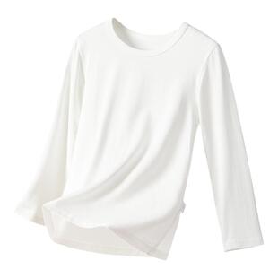 儿童莫代尔秋衣薄款男女童纯白色棉毛衫单件上衣宝宝低领打底长袖