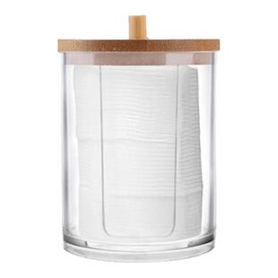 新品 棉签收纳盒便携式圆形容器二合一家用化妆棉粉扑收纳棉签卸
