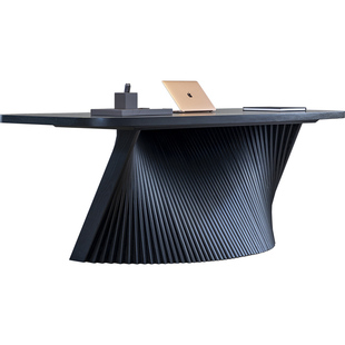 意式极简实木办公桌家用异形电脑桌工作台高端老板桌大长书桌定制
