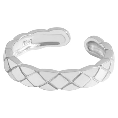 韩国新款925纯银菱格纹戒指