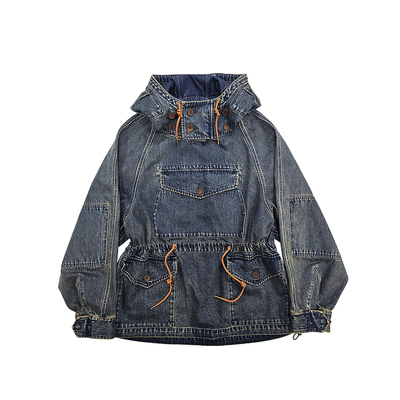 西里布连帽多袋夹克牛仔套头外套