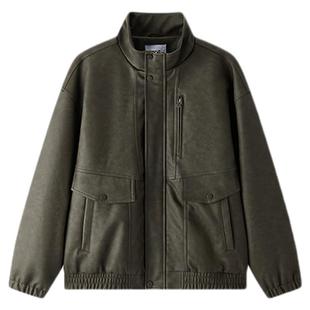 商场同款|森马夹克男冬季PU仿皮衣2025新款潮酷复古机车夹棉外套