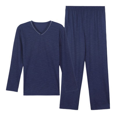 安莉芳旗下IVU男士专柜新品长袖v领棉质睡衣家居服套装ULY0186