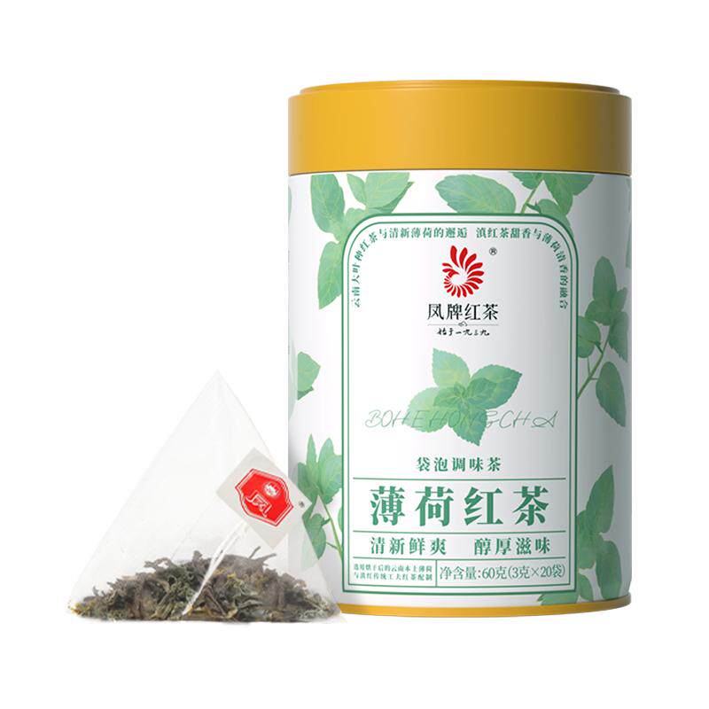 【新品】凤牌滇红薄荷红茶调味茶包袋泡茶清新浓香型云南茶叶60g