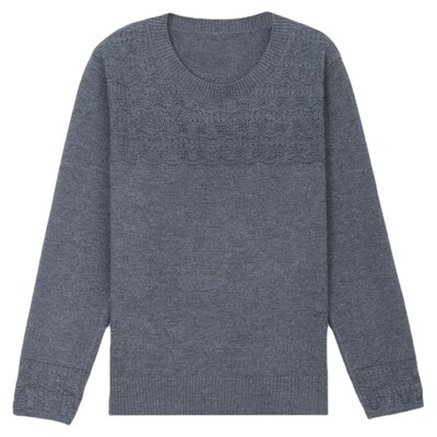 恒源祥女圆领镂空薄款羊毛衫