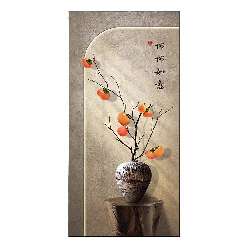 侘寂风玄关装饰画轻奢寓意好竖版客厅走廊挂画入户正对门过道壁画