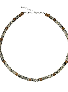 芝麻甜甜圈斑点石木珠项链