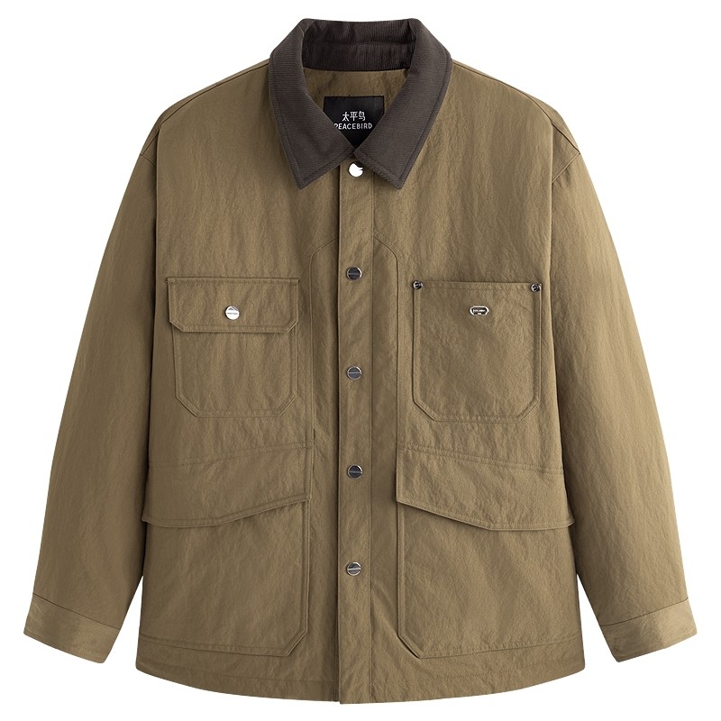 【商场同款】太平鸟男装羽绒服25冬季新款工装贴袋外套 B2ACF4298