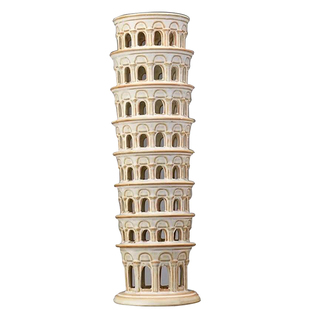 复古森林北欧简约文艺比萨斜塔经典建筑陶瓷书橱摆件装饰拍摄道具