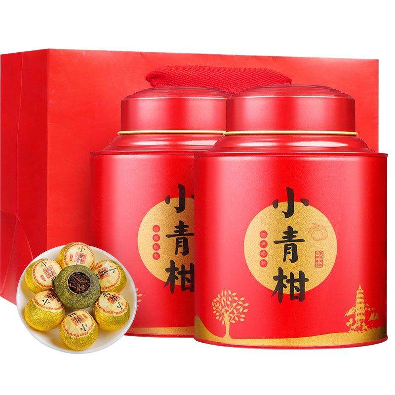 正宗新会小青柑普洱茶生晒陈皮宫廷熟茶柑普茶散装罐装500g茶叶