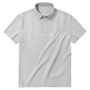 MrBu布先生行政纯色polo男2025春夏纽扣装饰全棉短袖T恤AT16100