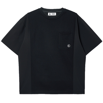 杰克琼斯男装夏新款立体拼接纯色短袖T恤撞色刺绣口袋打底衫宽松