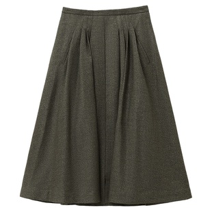 OVV秋冬新款女装花纹设计A字伞裙中长款半身裙