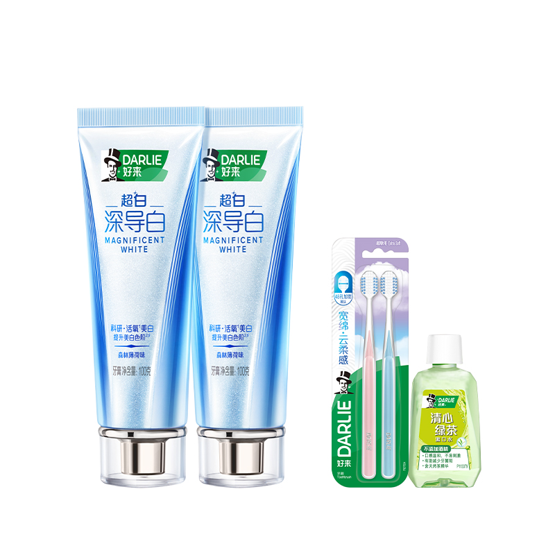 好来深导白牙膏黑人美白去黄含氟