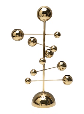 创意几何金属摆件客厅桌面装饰品金银色球体分子结构艺术品