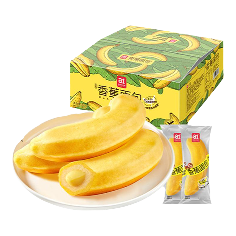 12%香蕉粉添加,松软早餐面包
