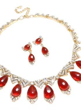 刘亦菲满天星同款红色宝石项链