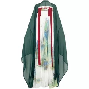 原创汉服女中国风唐制绿色大袖衫齐胸襦裙仙气飘逸改良古装春夏款