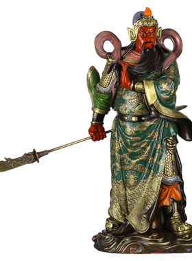 纯铜彩绘关二爷佛像摆件工艺品