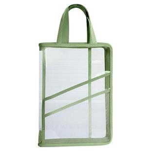 华杰L型大开口科目袋PVC透明文件袋防水手提拎书袋补习袋拉链式学生考试专用袋子资料书本收纳学科分类试卷袋